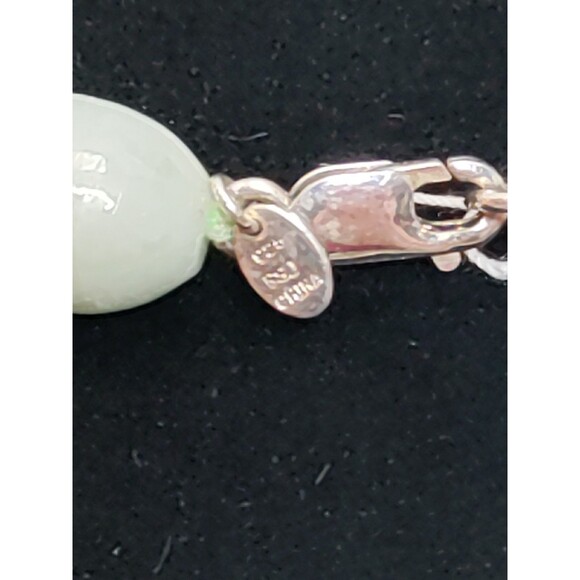 GSJ Gold Stone Jadeite 12mm Bead 34” Necklace Sterling 925 Vintage Estate 224 Gr - Picture 4 of 6